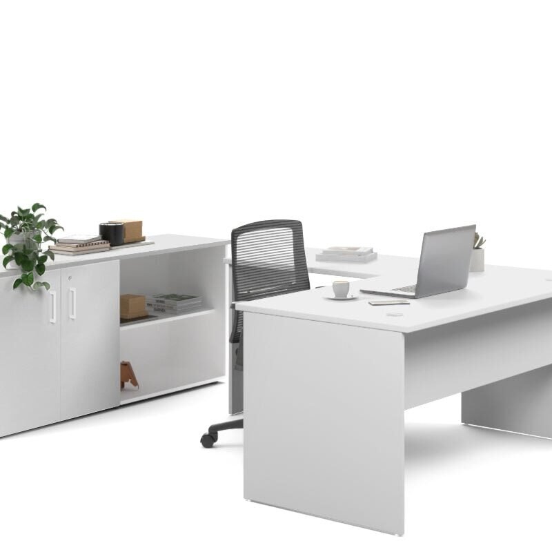 Uniform Panel L-Shaped Executive Setting - White Carcass [1400L x 1600W]